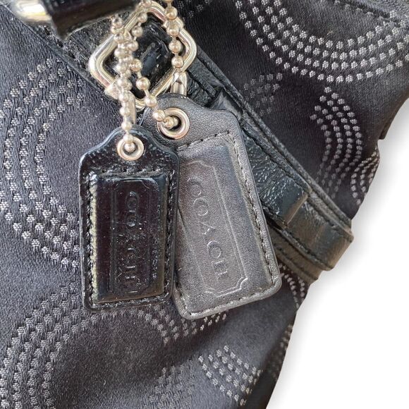 COACH Black Patent 2 Tone Gray C’s Madison Dotted OP Art Sophia Bag Purse #15935 - Picture 5 of 9